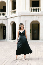 Load image into Gallery viewer, Sandstone Tie Maxi Dress in Black- S/M/L/XL