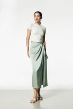 Load image into Gallery viewer, Maxi Drape Tie Skirt in Green