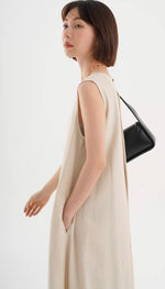 Load image into Gallery viewer, Button Back Tank Pocket Maxi Dress in Beige