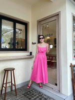 Load image into Gallery viewer, Drop Back Ribbon Tie Cutout Dress in Pink