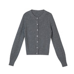 Load image into Gallery viewer, Classic Wool Blend Round Neck Cardigan in Grey