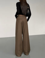 Load image into Gallery viewer, Classic Wide Leg Hook Trousers in Brown