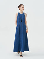 Load image into Gallery viewer, Denim Pocket Maxi Dress in Blue