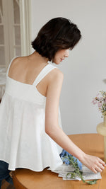 Load image into Gallery viewer, Flare Pleat Babydoll Top in White