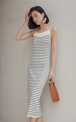 Load image into Gallery viewer, Striped Camisole Stretch Dress in White
