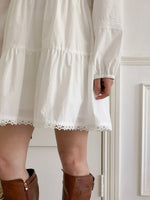 Load image into Gallery viewer, Tiered Tassel Long Sleeve Dress in White