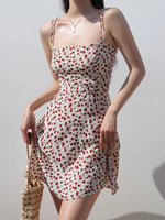 Load image into Gallery viewer, Bermeo Floral Cami Tie Strap Mini Dress in White