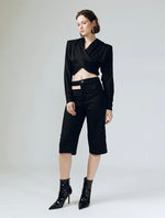 Load image into Gallery viewer, Eclips Cropped Hoodie in Black