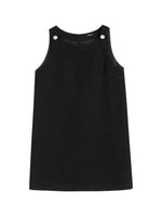 Load image into Gallery viewer, Tweed Sleeveless Button Shift Dress in Black