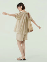 Load image into Gallery viewer, Crepe Blouson Top + Shorts Set