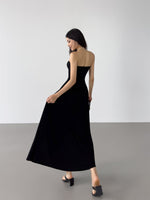 Load image into Gallery viewer, Bustier Stretch Maxi Dress in Black- M
