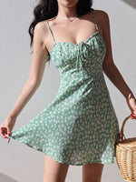 Load image into Gallery viewer, Sage Floral Mini Dress in Green