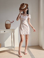 Load image into Gallery viewer, 2-Way Floral Mini Dress in White