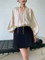 Load image into Gallery viewer, Tailored A-Line Skort in Black