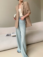 Load image into Gallery viewer, Tailored Short Sleeve Blazer in Tan