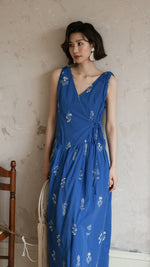 Load image into Gallery viewer, Floral Wrap Maxi Dress in Blue