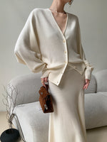 Load image into Gallery viewer, Knitted Mermaid Maxi Skirt in Cream