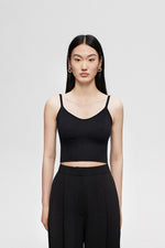 Load image into Gallery viewer, Shelf Bra Cropped Cami Top in Black