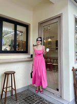 Load image into Gallery viewer, Drop Back Ribbon Tie Cutout Dress in Pink