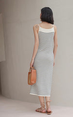 Load image into Gallery viewer, Striped Camisole Stretch Dress in White
