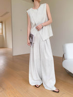 Load image into Gallery viewer, Light Tweed Top + Trousers Set in Cream