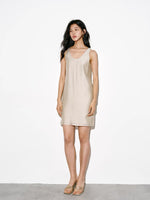 Load image into Gallery viewer, Tencel Blend Shift Dress in Champagne