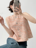 Load image into Gallery viewer, Tweed Button Blouse in Orange