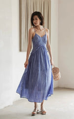 Load image into Gallery viewer, Textured Ruffle Cami Dress in Blue