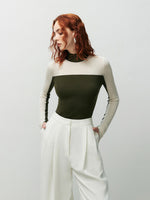 Load image into Gallery viewer, Duo Tone Long Sleeve Knit Top in Green