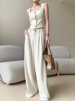 Load image into Gallery viewer, Tailored Sleeveless Button Tweed Top in Cream
