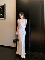 Load image into Gallery viewer, Side Gathered Satin Gown in Champagne