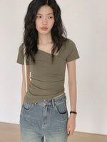Load image into Gallery viewer, Asymmetric Cut Tee in Khaki