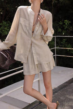 Load image into Gallery viewer, Tencel Blend Shirt // Shorts Set in Beige