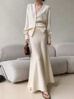 Load image into Gallery viewer, Knitted Mermaid Maxi Skirt in Cream