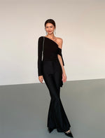 Load image into Gallery viewer, Asymmetric Toga Tie Top in Black