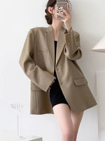 Load image into Gallery viewer, Oversized Classic Pocket Blazer in Khaki