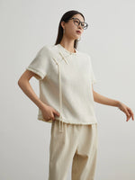 Load image into Gallery viewer, Light Tweed Pankou Fray Top in Cream
