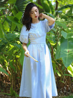 Load image into Gallery viewer, Puff Sleeve Midi Dress in Blue