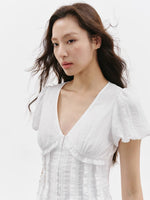 Load image into Gallery viewer, Tencel Blend Ruffle Blouse in White