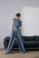 Load image into Gallery viewer, Toga Top // Wide Leg Pants in Crystal Blue