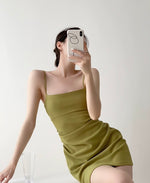 Load image into Gallery viewer, Gathered Mini Dress in Green