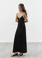 Load image into Gallery viewer, Tencel Contrast Maxi Dress in Black