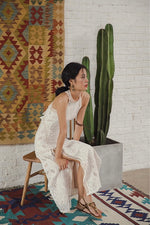 Load image into Gallery viewer, Cutout Back Lace Slit Maxi Dress in White