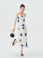 Load image into Gallery viewer, Floral Printed Drape Slip Dress in Cream