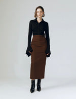 Load image into Gallery viewer, Sleek Maxi Skirt in Brown