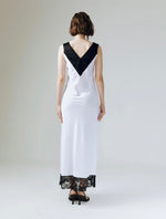 Load image into Gallery viewer, Grace Lace Silk Maxi Dress in White