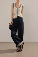 Load image into Gallery viewer, Contrast Knit Vest Top in Cream