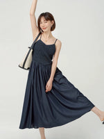 Load image into Gallery viewer, Textured Bodice Pocket Cami Dress in Khaki