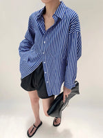 Load image into Gallery viewer, Oversized Striped Shirt in Blue