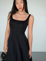 Load image into Gallery viewer, Square Neck A-Line Maxi Dress in Black